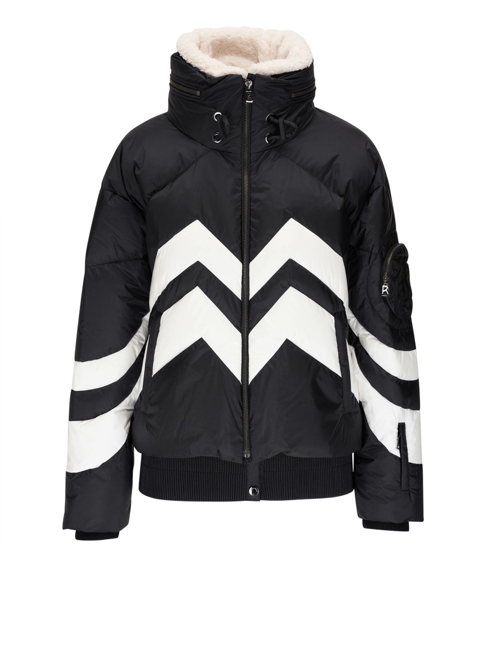 Bogner Valea Down Ski Jacket Black White Shearling Excellent Condition US 4